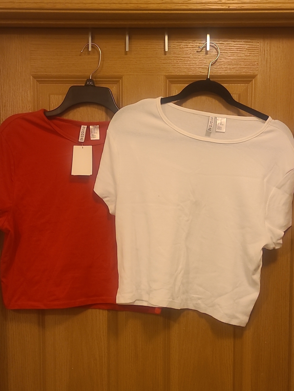 Divided Bright Red And White Crewneck Tee